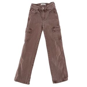 Flying Monkey Youth Girls High Rise Cargo Jeans Mauve Brown Size 8 BYK1046R